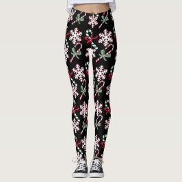 Snowflakes, voor de feestdag, op zwart leggings