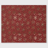 Snowflakes voor feestdagen, rood en goudmetaal cadeaupapier (Vlak)