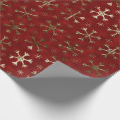 Snowflakes voor feestdagen, rood en goudmetaal cadeaupapier (Hoek)
