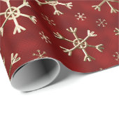 Snowflakes voor feestdagen, rood en goudmetaal cadeaupapier (Rol Hoek)