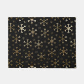 Snowflakes voor feestdagen, zwart en gouden kerstm deurmat (Voorkant)