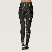 Snowflakes voor feestdagen, zwart en gouden kerstm leggings (Achterkant)
