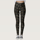 Snowflakes voor feestdagen, zwart en gouden kerstm leggings (Voorkant)