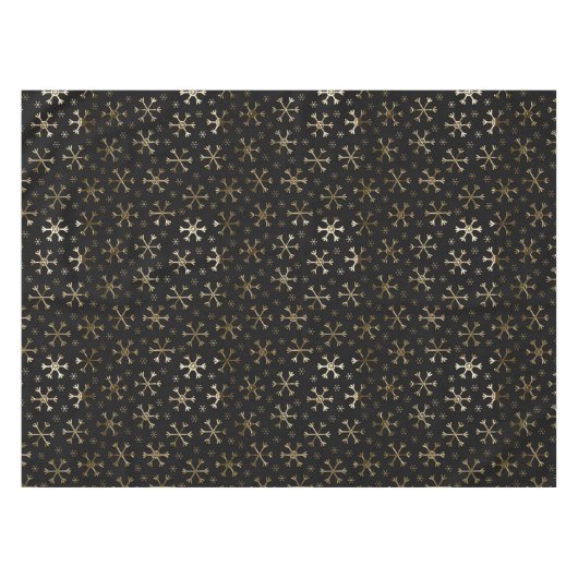 Snowflakes voor feestdagen, zwart en gouden kerstm tafelkleed (Voorkant (Horizontaal))