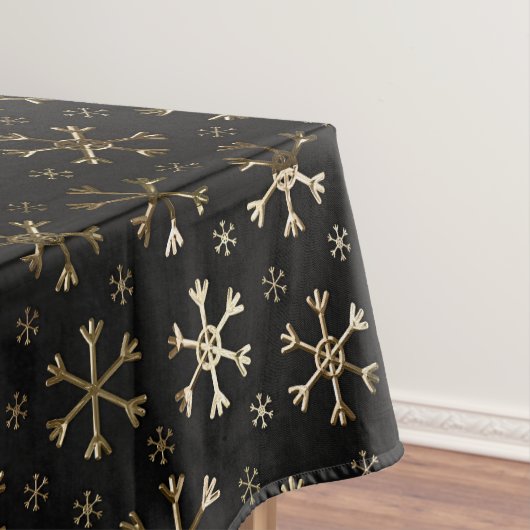 Snowflakes voor feestdagen, zwart en gouden kerstm tafelkleed (Voorbeeld)