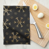 Snowflakes voor feestdagen, zwart en gouden kerstm theedoek (Quarter Fold)