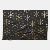 Snowflakes voor feestdagen, zwart en gouden kerstm theedoek (Horizontaal)