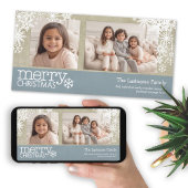 Snowflakes voor fijne kerst - 2 foto's - horizonta feestdagenkaart