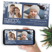Snowflakes voor fijne kerst - 2 foto's - horizonta feestdagenkaart