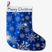 Snowflakes voor kerst grote kerstsok (Voorkant)