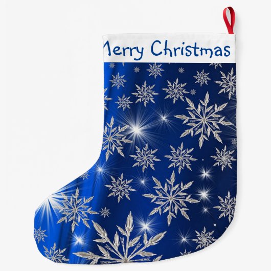 Snowflakes voor kerst grote kerstsok (Achterkant)