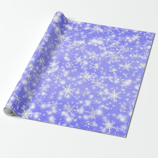 Snowflakes voor kerstmis Sparkles in Paars Cadeaupapier (Uitgerold)