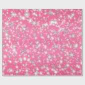 Snowflakes voor kerstmis Sparkles in Roze Cadeaupapier (Vlak)