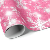 Snowflakes voor kerstmis Sparkles in Roze Cadeaupapier (Rol Hoek)