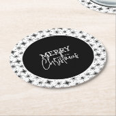 Snowflakes, voor prettig kerstscript ronde kartonnen onderzetter (Gebogen)