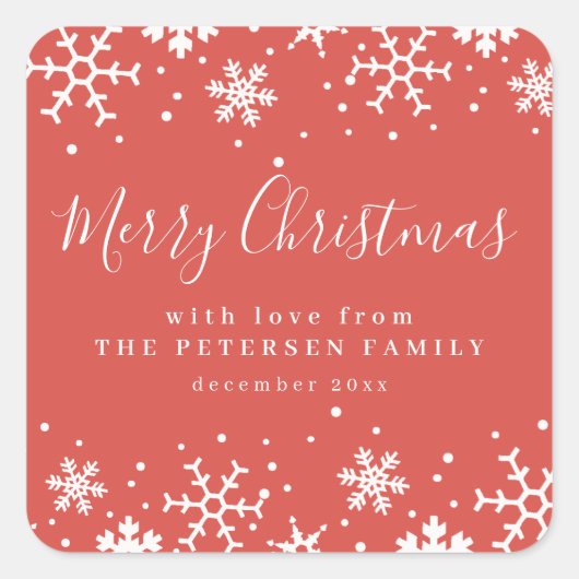 Snowflakes voor prettige kerst wintervakantie S Vierkante Sticker (Voorkant)