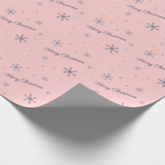 Snowflakes voor prettige kerstroze kerst cadeaupapier (Hoek)