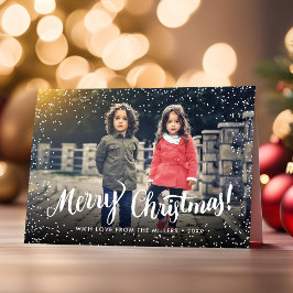 Snowflakes voor prettige kersttypografie feestdagen kaart