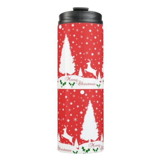 Snowflakes voor prettige kerstwinter thermosbeker (Voorkant)