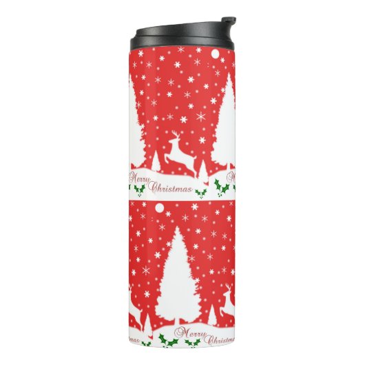 Snowflakes voor prettige kerstwinter thermosbeker (Gedraaid links)