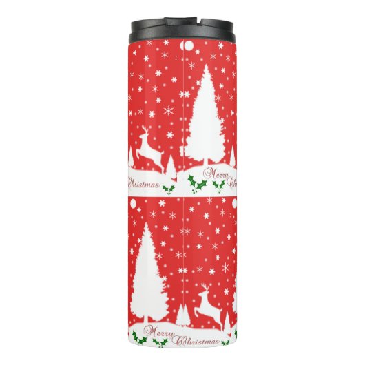 Snowflakes voor prettige kerstwinter thermosbeker (Achterkant)