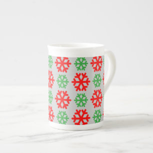Snowflakes voor rode en groene kerst porselein kop