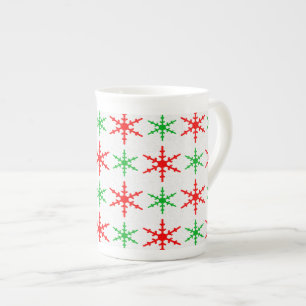 Snowflakes voor rode en groene kerst porselein kop