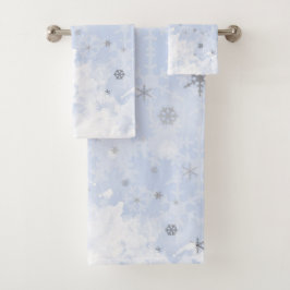 Snowflakes voor smeltkroes op babyblauwe pastelkle bad handdoek