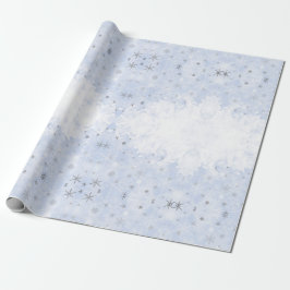 Snowflakes voor smeltkroes op babyblauwe pastelkle cadeaupapier