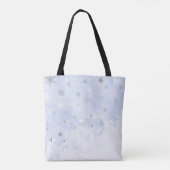 Snowflakes voor smeltkroes op babyblauwe pastelkle tote bag (Achterkant)