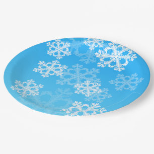 Snowflakes voor witte kerst papieren bordje