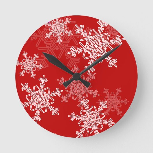 Snowflakes voor witte kerst ronde klok (Voorkant)