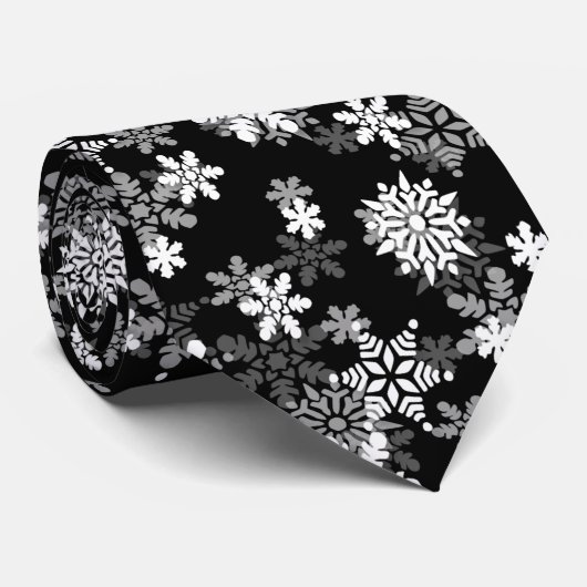 Snowflakes, voor zwarte en witte kerst stropdas (Opgerold)