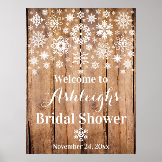 Snowflakes, Vrijgezellenfeest van hout WelkomstPos Poster (Voorkant)