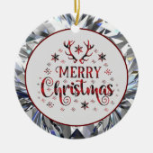 Snowflakes, vrolijk nieuwjaar keramiek keramisch ornament (Voorkant)