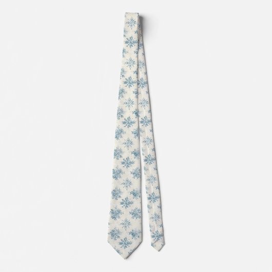 Snowflakes Watercolor Blue Stropdas (Voorkant)