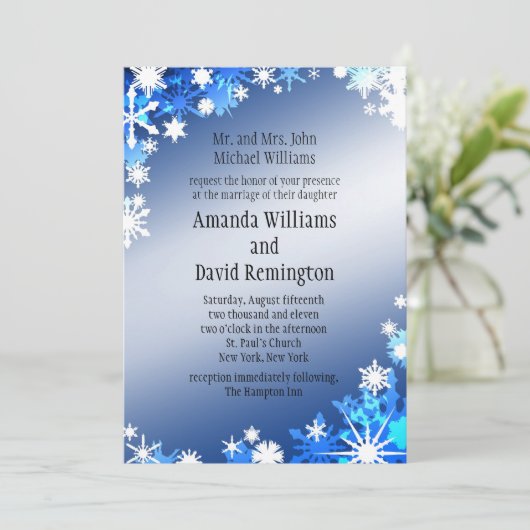 Snowflakes Weddenschap Kaart (Staand voorkant)