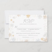 Snowflakes Weddenschap RSVP-kaart met voedselkeuze RSVP Kaartje (Voorkant)