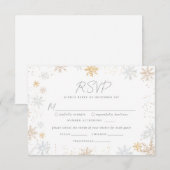 Snowflakes Weddenschap RSVP-kaart met voedselkeuze RSVP Kaartje (Voorkant / Achterkant)