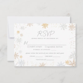 Snowflakes Weddenschap RSVP-kaart met voedselkeuze RSVP Kaartje