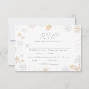 Snowflakes Weddenschap RSVP-kaart met voedselkeuze RSVP Kaartje