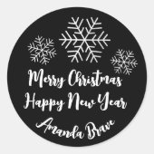 Snowflakes White Blac Ronde Sticker (Voorkant)