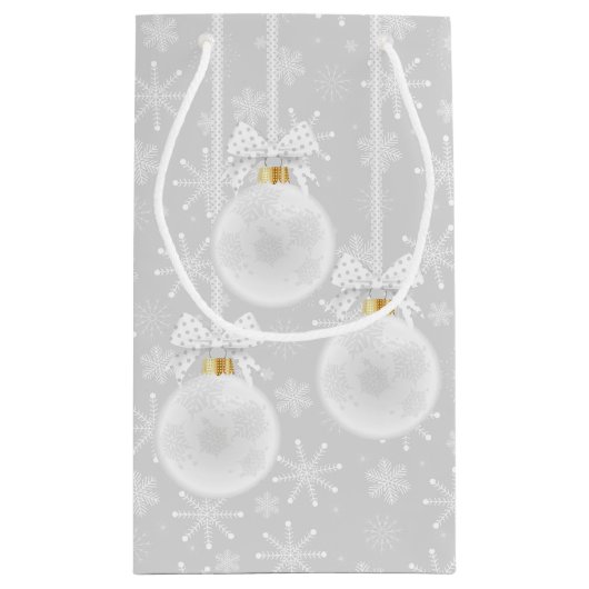 Snowflakes White Ornament Kerstfeestdag Klein Cadeauzakje (Achterkant)