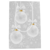 Snowflakes White Ornament Kerstfeestdag Medium Cadeauzakje (Voorkant)