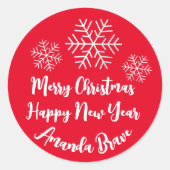 Snowflakes White Red Ronde Sticker