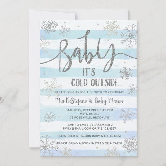 Snowflakes Winter Baby shower Uitnodiging (Voorkant)