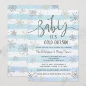 Snowflakes Winter Baby shower Uitnodiging (Voorkant / Achterkant)
