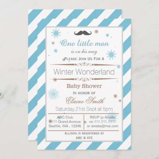 Snowflakes winter baby shower uitnodiging (Voorkant / Achterkant)