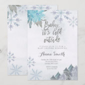 Snowflakes Winter Baby shower Uitnodiging (Voorkant / Achterkant)