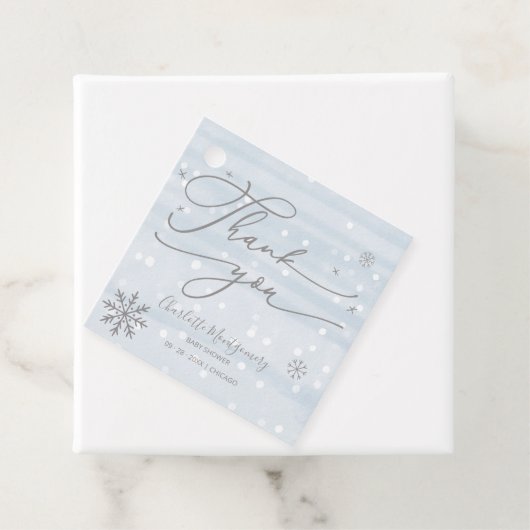 Snowflakes Winter Boy Baby shower Dank u Bedankjes Labels (In situ)